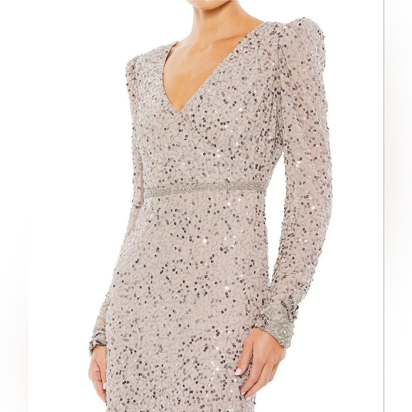 Mac Duggal #10740 Sequin Embellished Flounce Hem Surplice Size 14 MSRP $498 - Picture 2 of 12